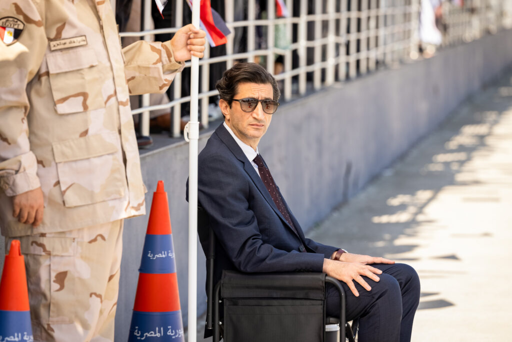 A production still of actor Fares Fares as George Fahmy, the main protagonist of Tarik Saleh's new film Eagles of the Republic