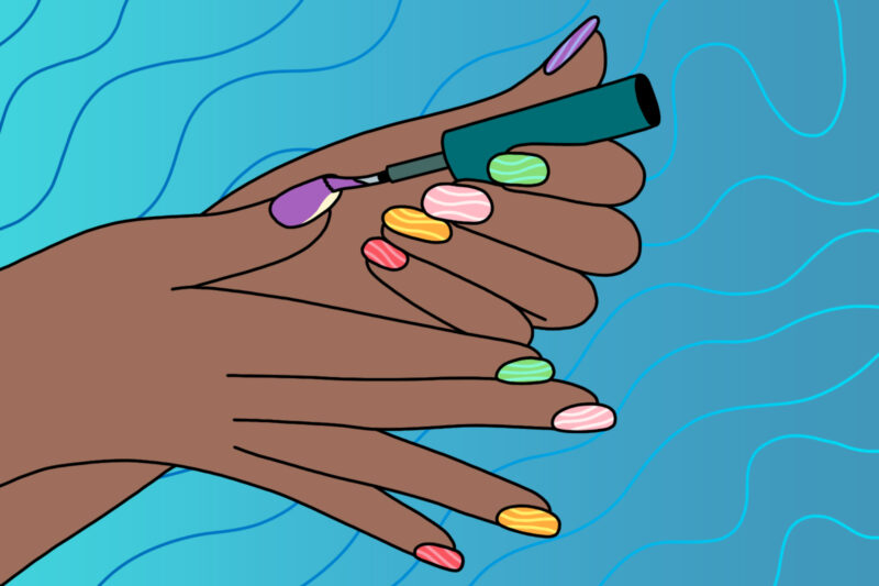 Illustration of someone painting their nails