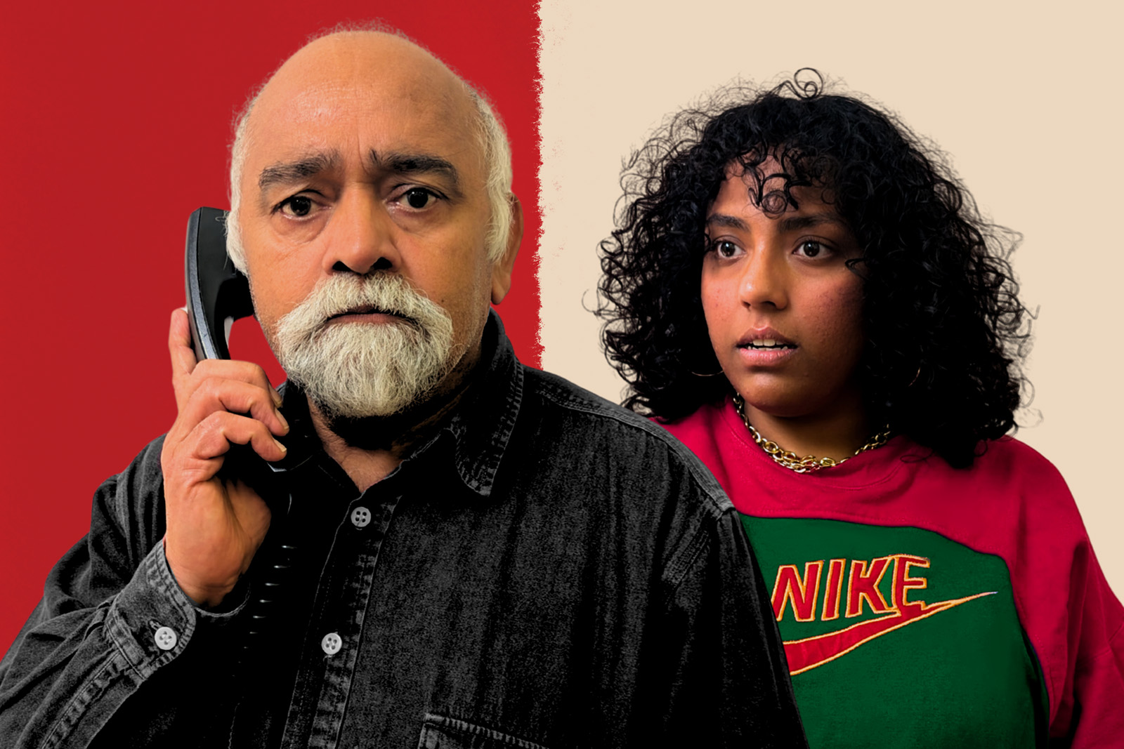 Characters Muhammad (Bhasker Patel) and Alima (Nusrath Tapadar) from CAMDENWALLA play