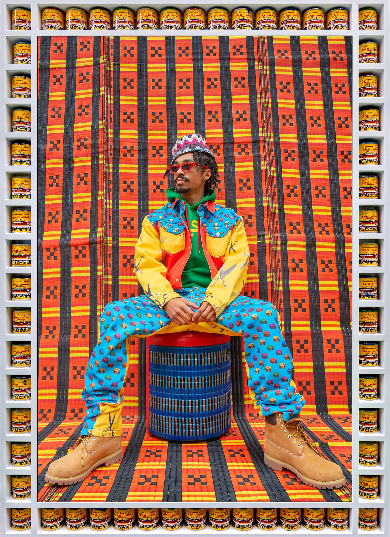 Atlantic Johnson, framed photography by ©Hassan Hajjaj, 2023, part of Hajjaj's new exhibition My London Rockstars, Ends to Estates