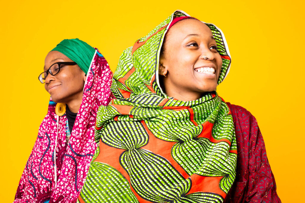 A photograph of sisters Sakinah Lenoir and Rabiah Mali, who perform as Pearls of Islam