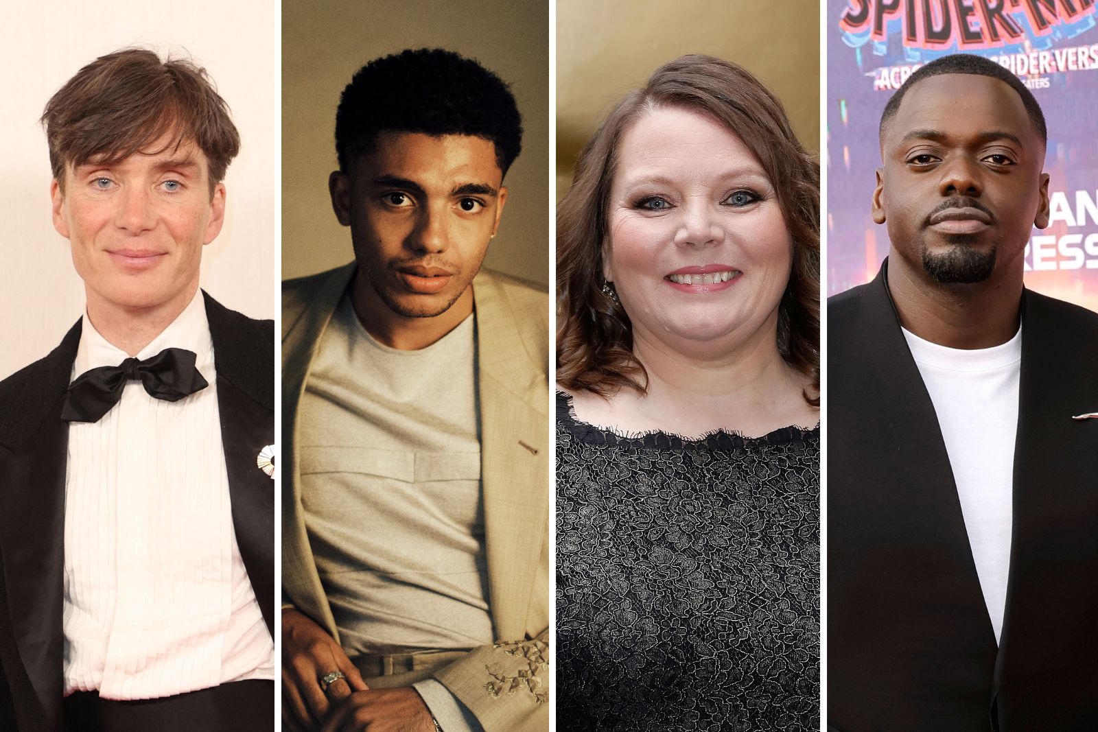 A composite images comprising of portrait photos of, from left right: Cillian Murphy, Jay Lycurgo, Joanna Scanlan and Daniel Kaluuya