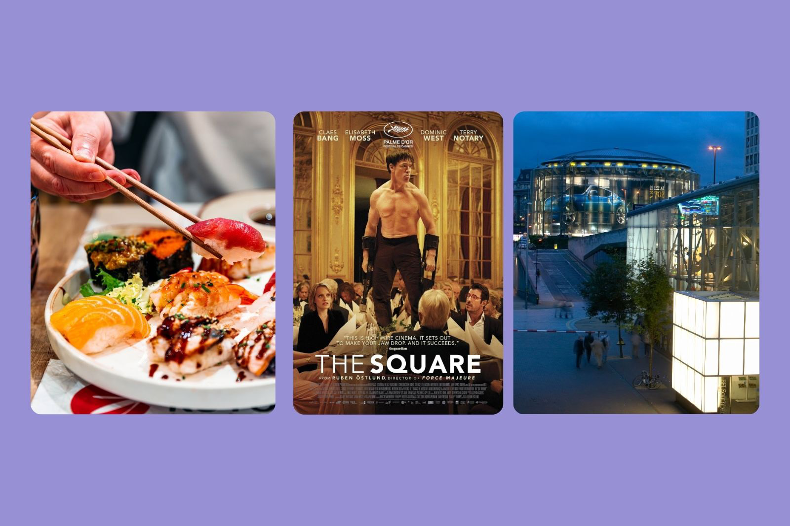 Eating sushi at a restaurant, The Square, BFI IMAX
