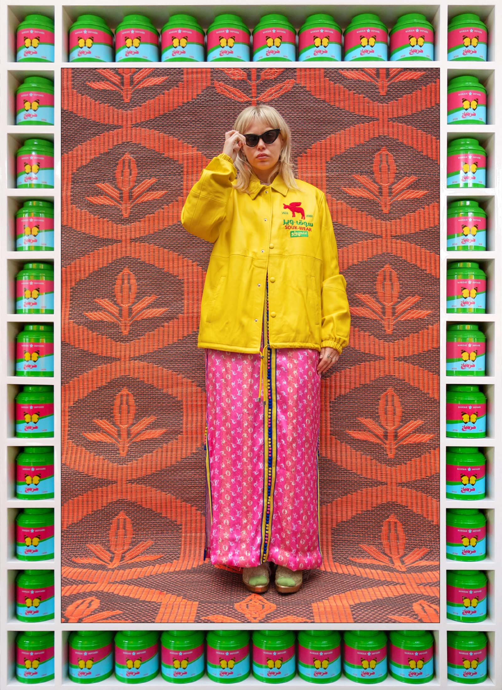 Buck Betty, framed photography by ©Hassan Hajjaj, 2025, part of Hajjaj's exhibition My London Rockstars, Ends to Estates, showing at Sotheby’s Story Café to 7 August 2026