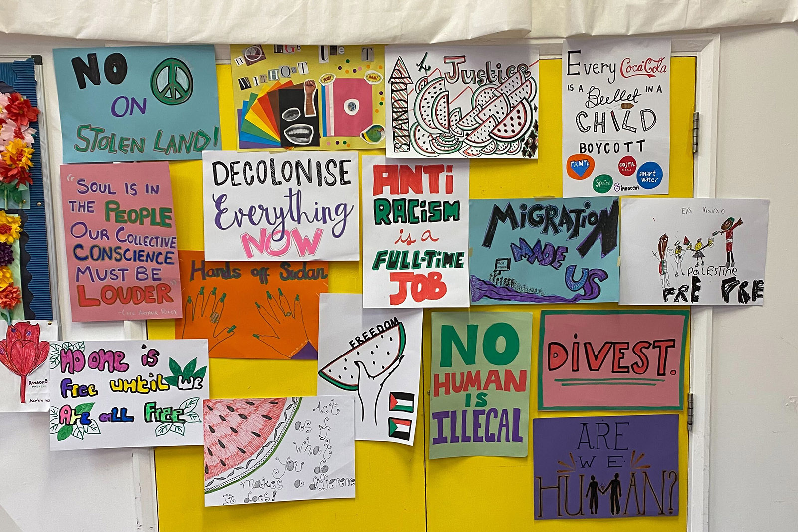 drop-in poster making session from our “We’re here to stay - celebration & fundraising event for Palestine & Sudan”