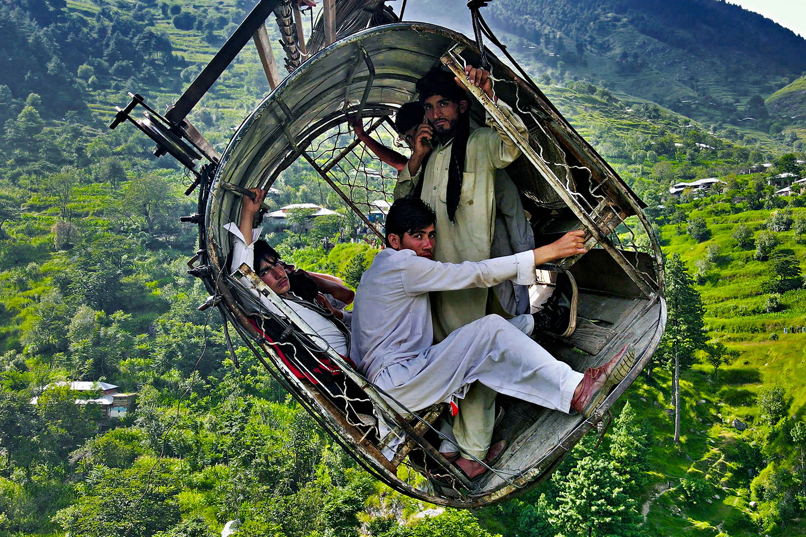 Hanging by a Wire still from film. image of stranded cable car.