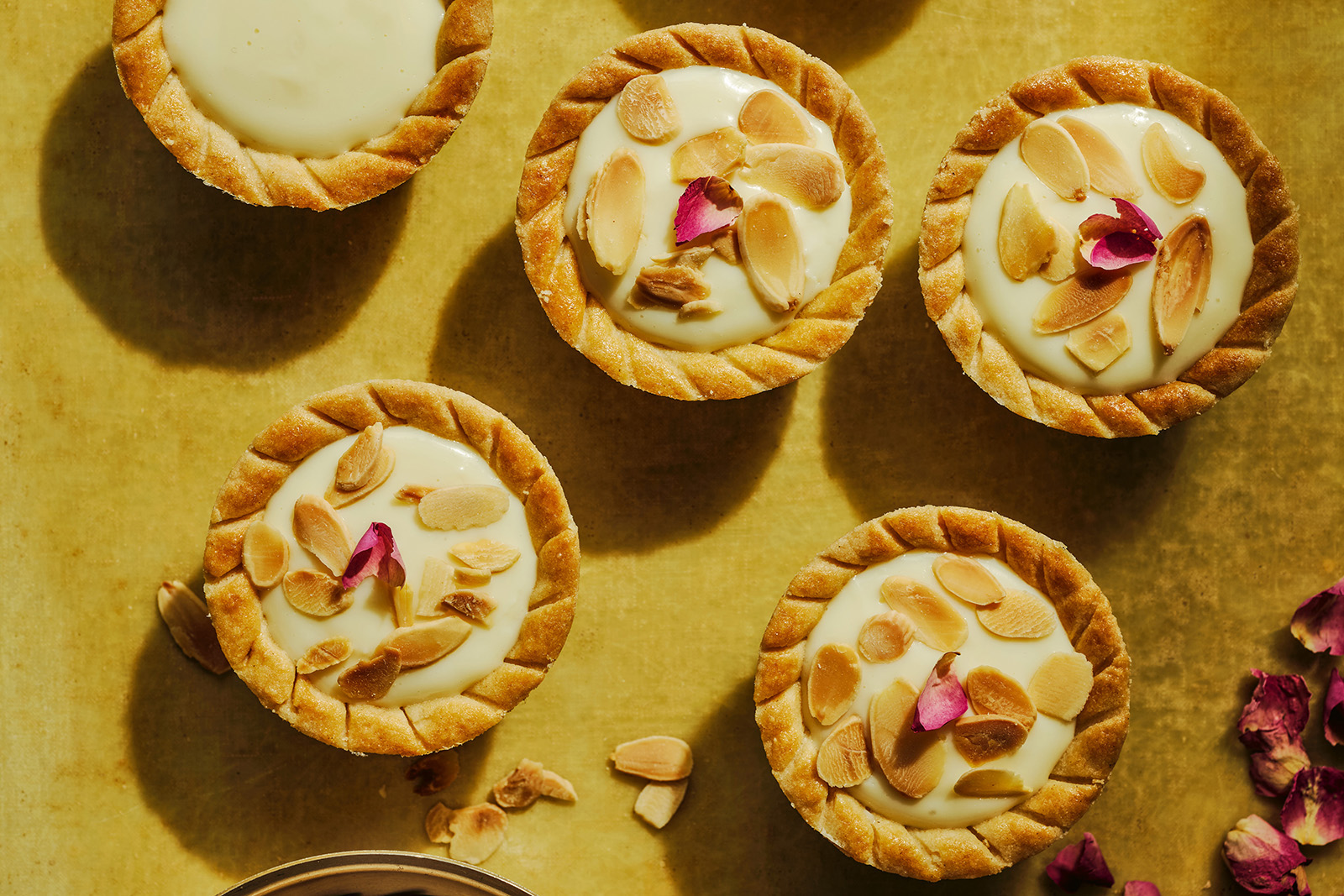 A photograph of Shadi Faleel's almond rabdi custard tarts