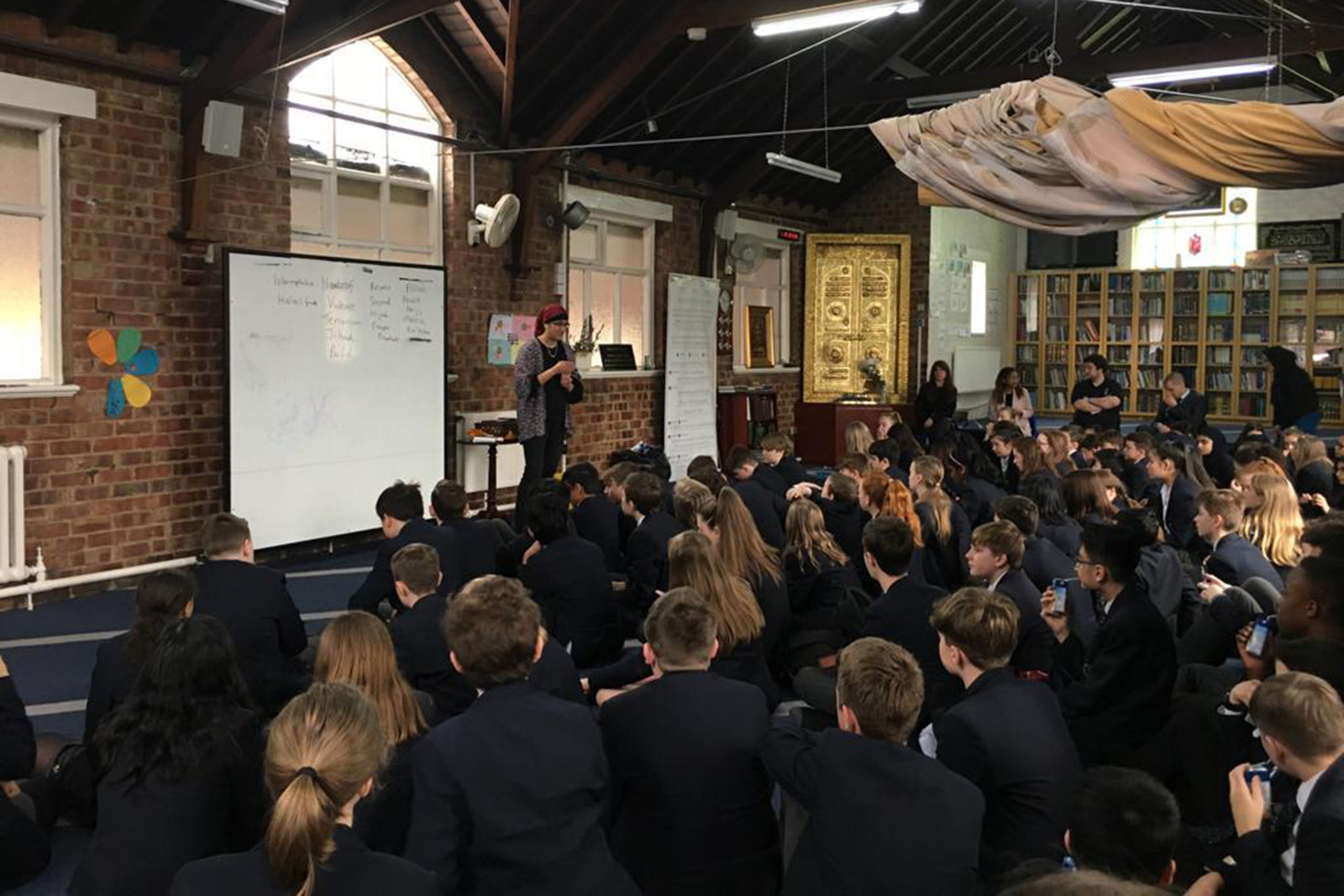 A photograph of an Islamic Society of Britain workshop for secondary school students in Stafford, 2024