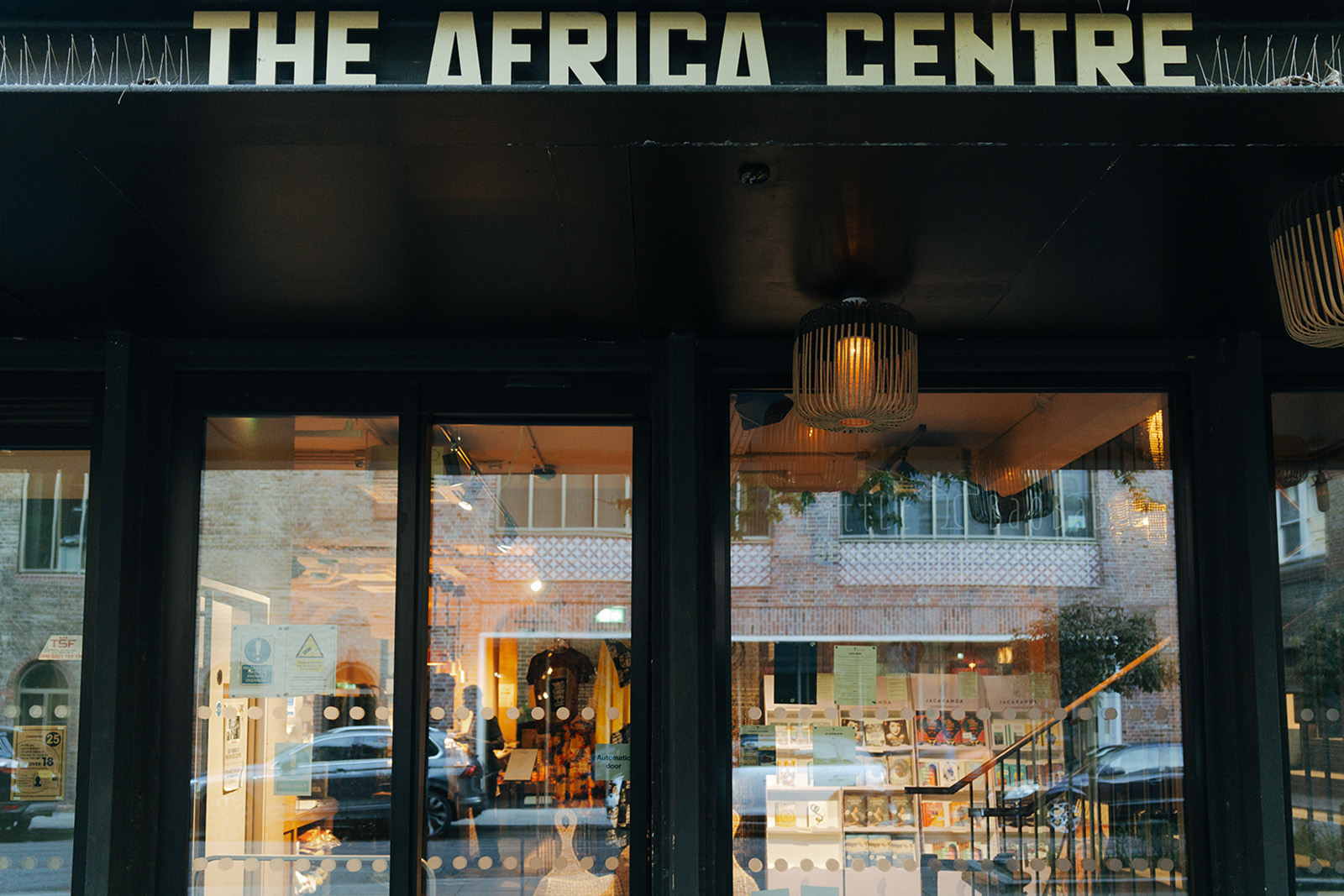 A photograph of the exterior of the Africa Centre taken in May 2026, two months before it closed