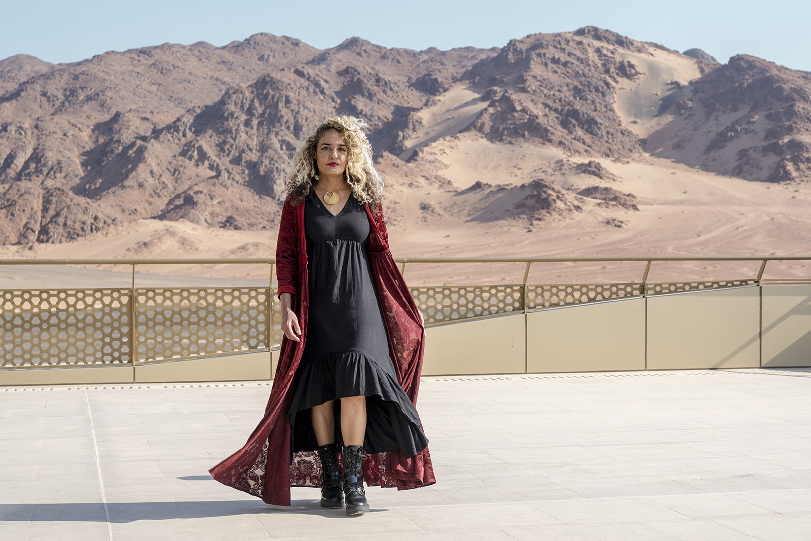 ALULA, SAUDI ARABIA - DECEMBER 02: Suzannah Mirghani poses on December 02, 2025 in Alula, Saudi Arabia. (Photo by Eamonn M. McCormack/Getty Images for Film AlUla)