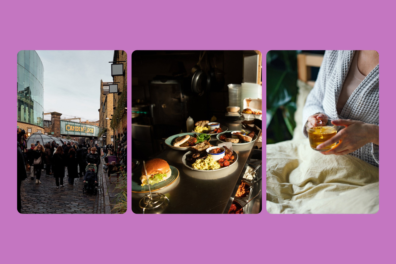 Camden Lock, vegan food at Mildreds, tea in bed