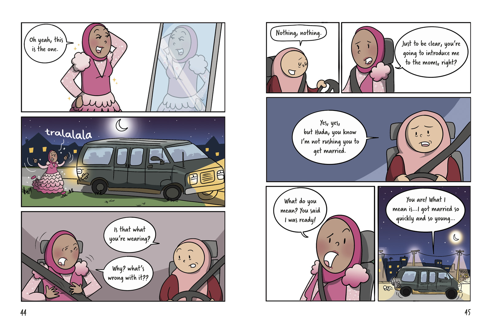 A page from Huda Fahmy's latest semi-autobiographical graphic novel, Huda F Would Love You?