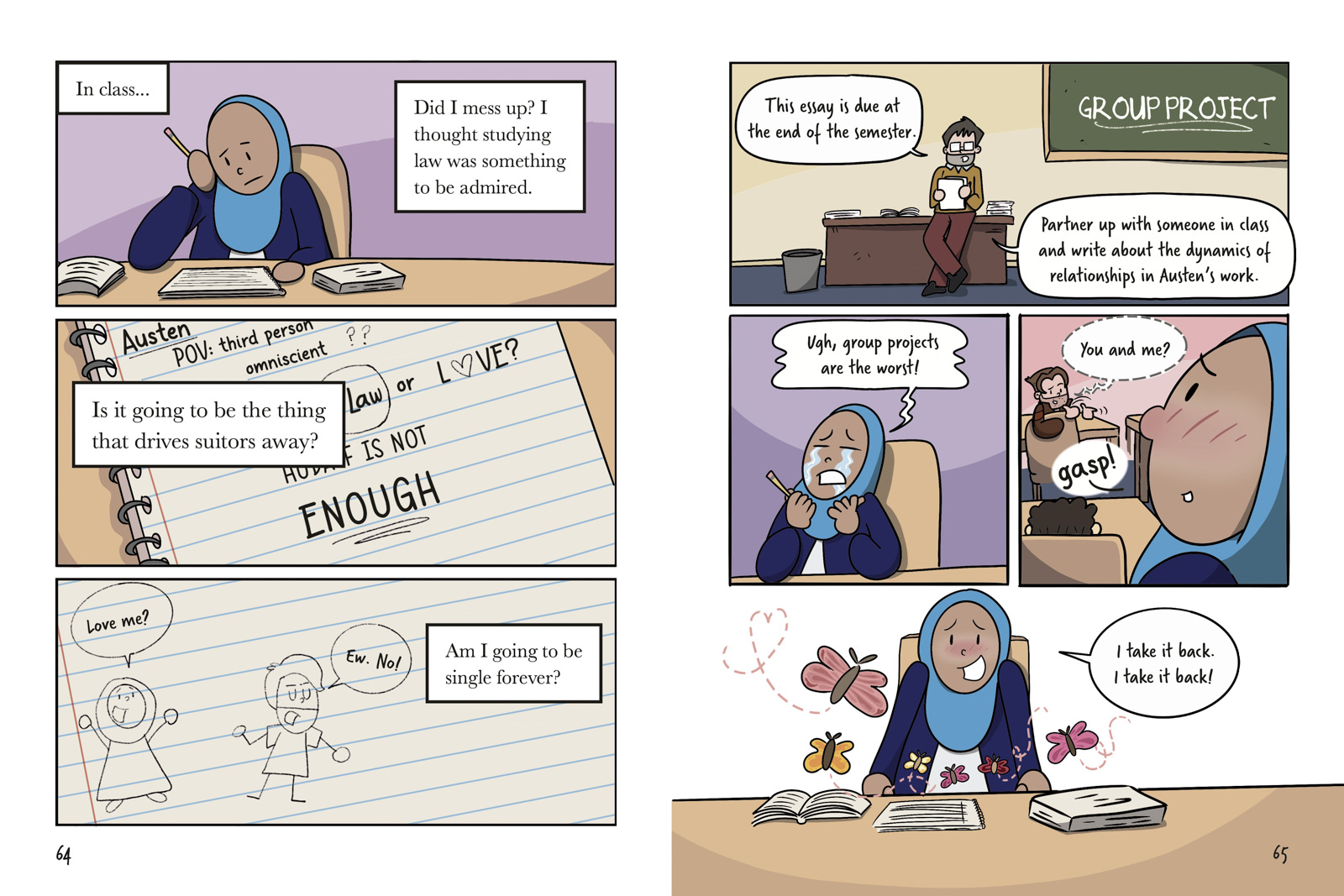 A page from Huda Fahmy's latest semi-autobiographical graphic novel, Huda F Would Love You?